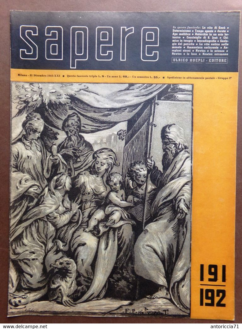 Copertina Rivista Sapere Del 31 Dicembre 1942 Pubblicità Saffa Fiammiferi Milano - Other & Unclassified