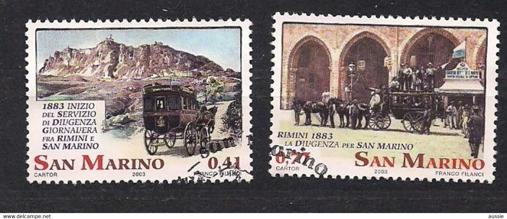 San Marino Saint-Marin 2003 Yvertn° 1884-1885 (°) Oblitéré Used Cote  3,00 €   Malles-poste Postkoetsen - Usati