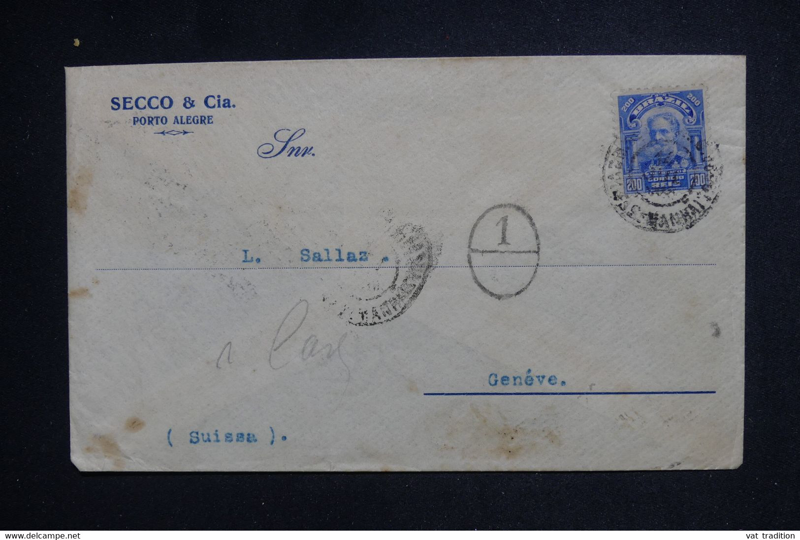 BRÉSIL - Enveloppe Commerciale De Porto Alegre Pour La Suisse En 1918 Avec Cachet De Contrôle - L 128144 - Covers & Documents
