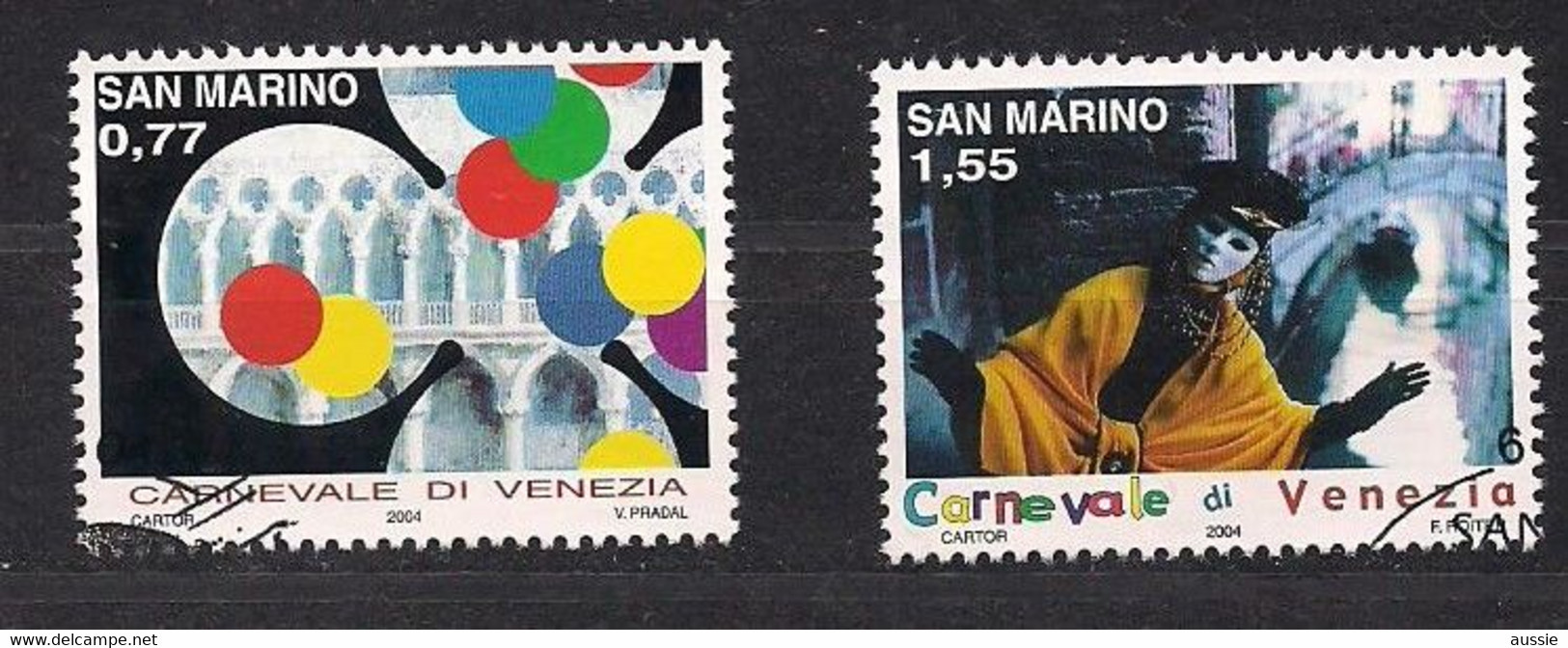 San Marino Saint-Marin 2004 Yvertn° 1930-1931 (°) Oblitéré Used Cote 5 € Carnaval De Venise Venetie - Usados