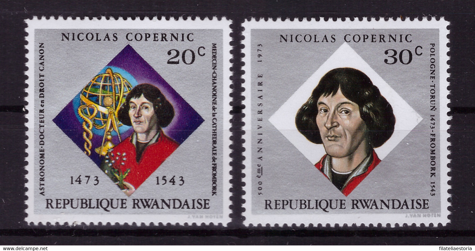 Rwanda 1973 - MNH ** - Nicolas Copernic - Michel Nr. 612A-613A (rwa096) - Nuevos