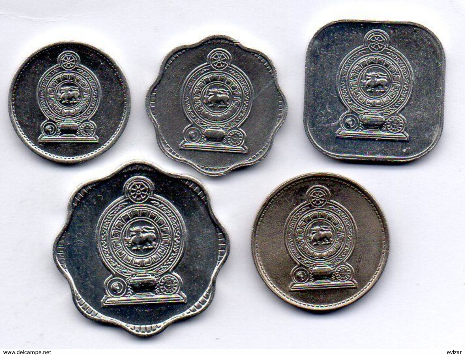 SRI LANKA, Set Of Five Coins 1, 2, 5, 10, 25 Cents, Aluminum, C-Nickel, Year 1978-94, KM # 137, 138, 139a, 140a, 141.1 - Sri Lanka