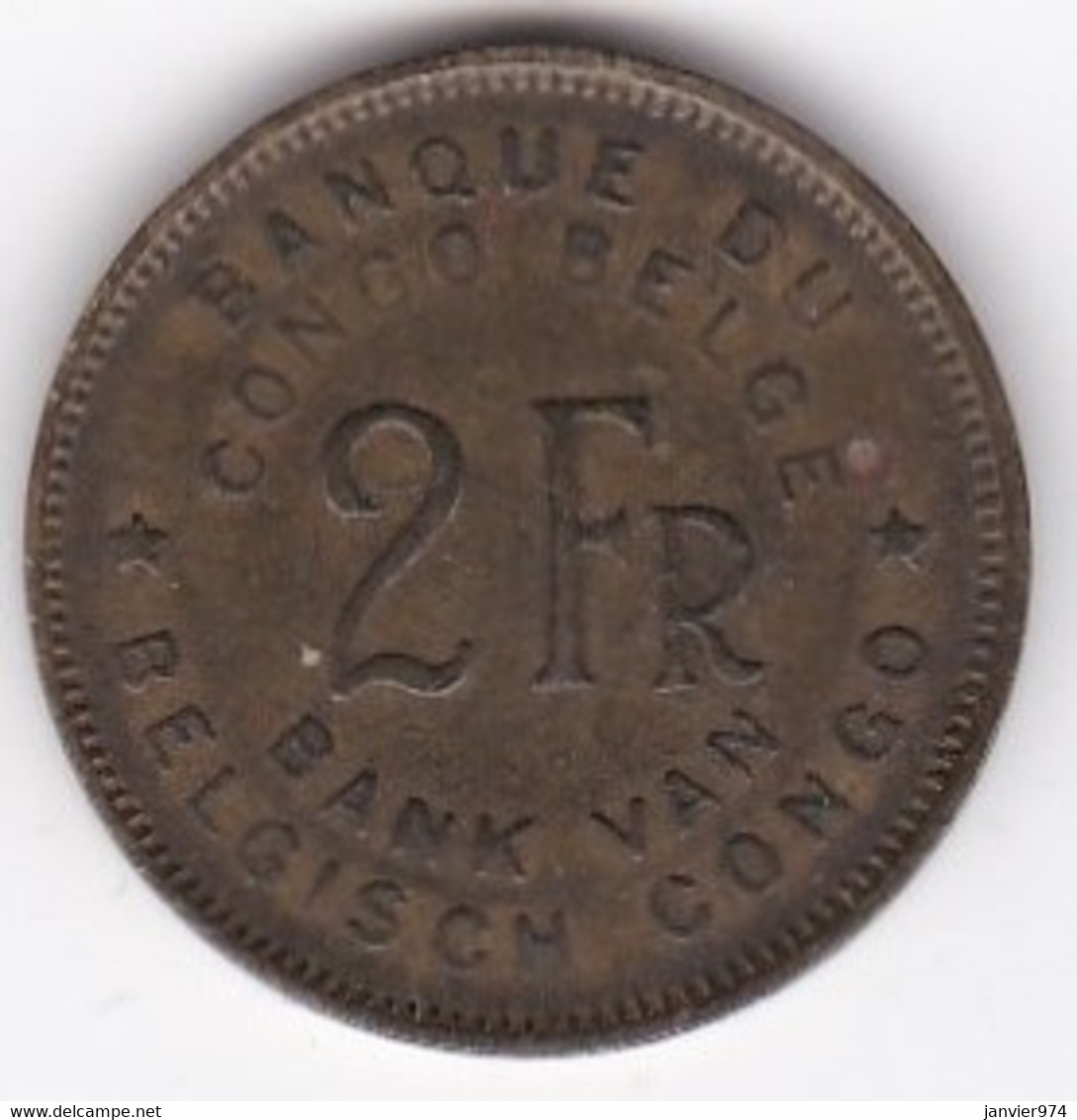 CONGO-BELGE. 2 FRANCS 1947 . Éléphant - 1945-1951: Regency