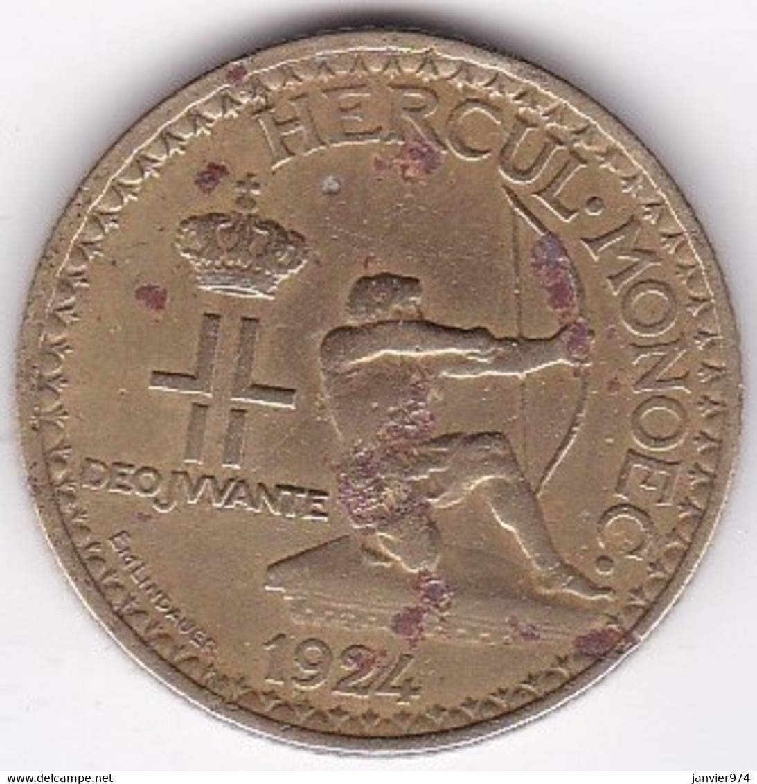 Monaco. Bon Pour 2 Francs 1924 POISSY. LOUIS II. Bronze-aluminium - 1922-1949 Louis II.