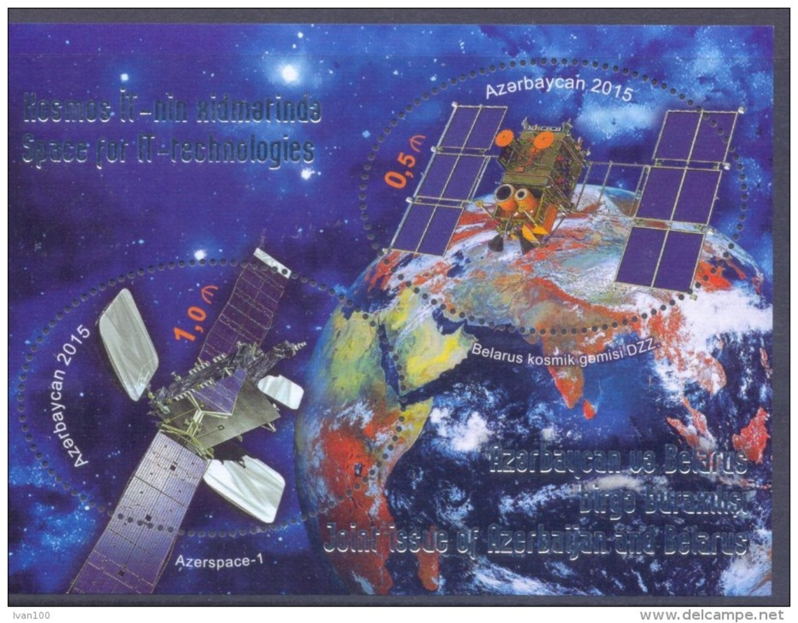 2015. Azerbaijan, Space For IT-technologies, S/s, Joint Issue With Belarus, Mint/** - Azerbaïdjan