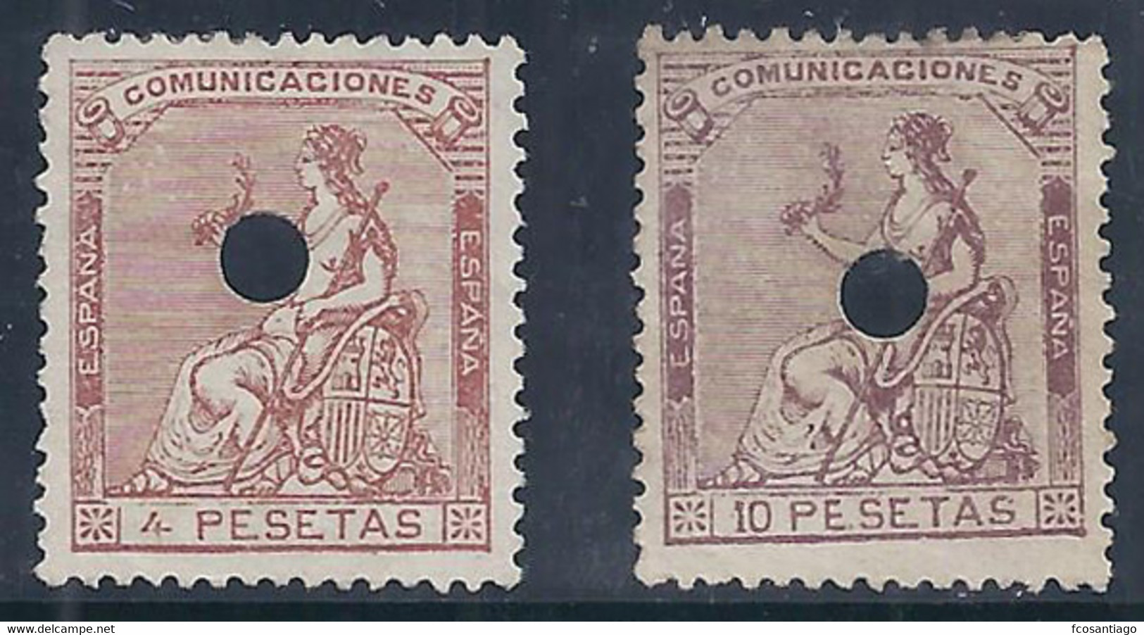 ESPAÑA 1873 - Edifil #139/40T Telegrafos - Sin Goma (*) - Neufs