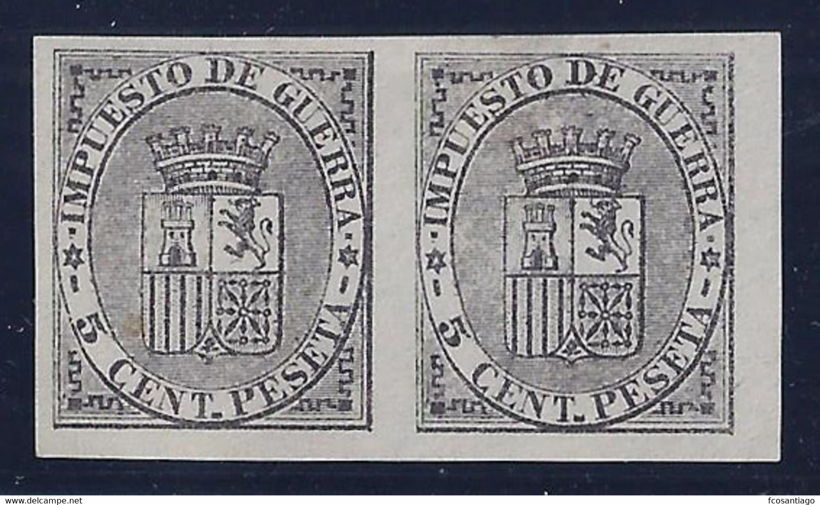 ESPAÑA 1873 - Edifil #141s - Sin Goma (*) - Pareja Sin Dentar - Unused Stamps