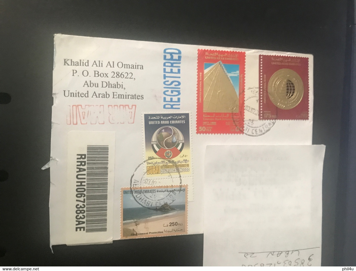 1970-80 UAE 2 Registered Letters Cover Sent By Khalid Al Omaira Abu Dhabi To England Scarce See Photos - Abu Dhabi