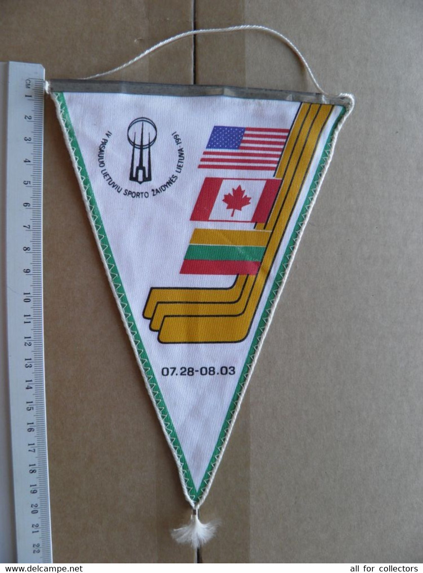 Pennant Lithuania Ice Hockey Sport Games Flags Usa Canada - Other & Unclassified