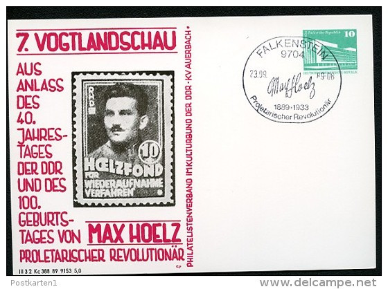 DDR PP18 B2/001 Privat-Postkarte VOGTLANDSCHAU MAX HOELZ Falkenstein Sost.1989  NGK 4,00 € - Private Postcards - Used