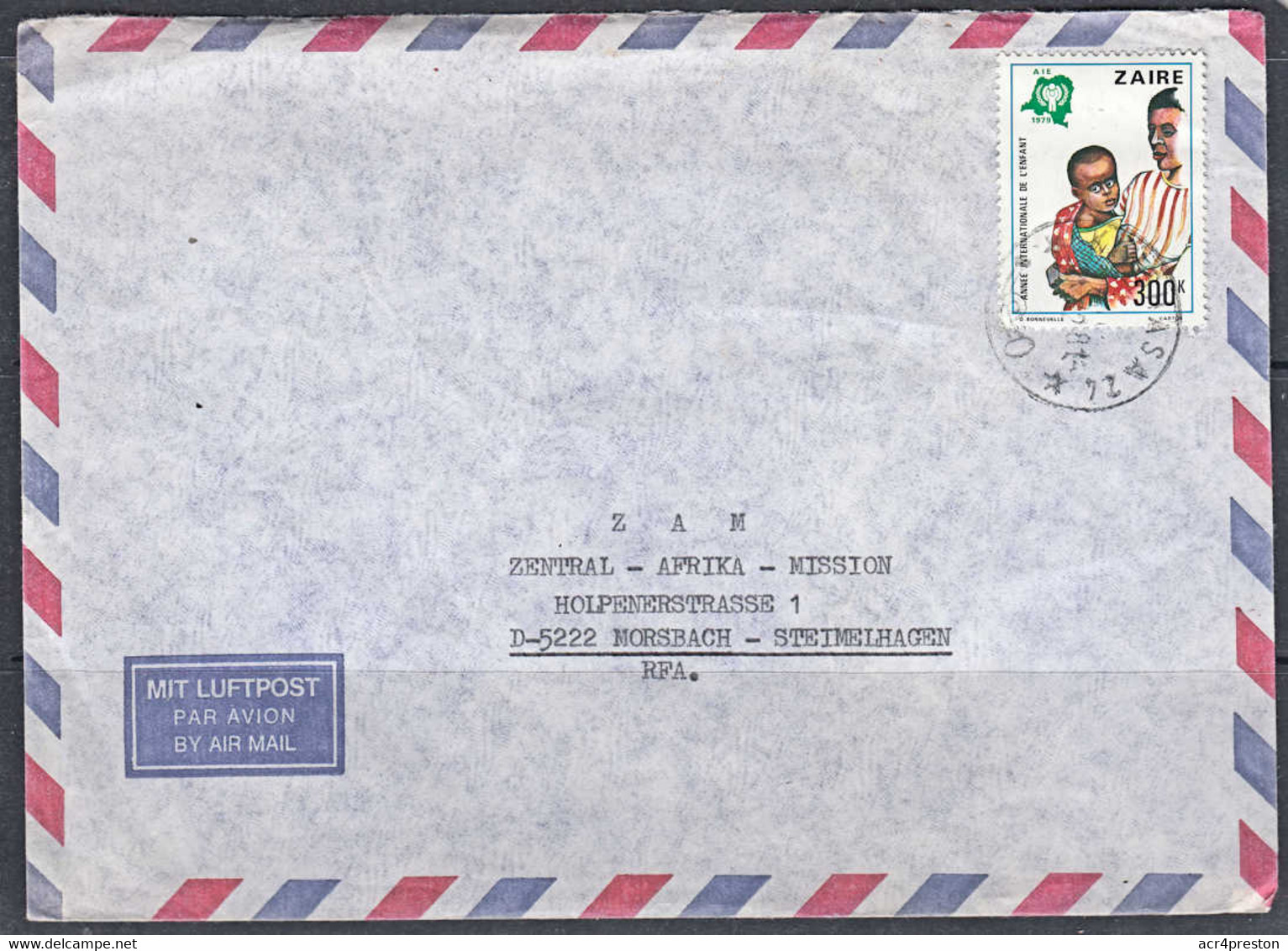 Ca0638 ZAIRE 1978, Year Of The Child Stamp On Kinshasa 24 Cover To Germany - Used Stamps