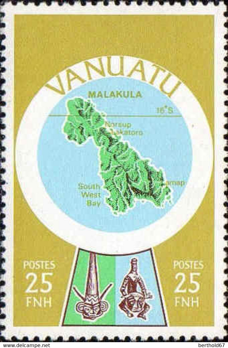 Vanuatu Poste N** (Yv:583/595) Yv:42,6 Euro Cartographie des îles Légende française