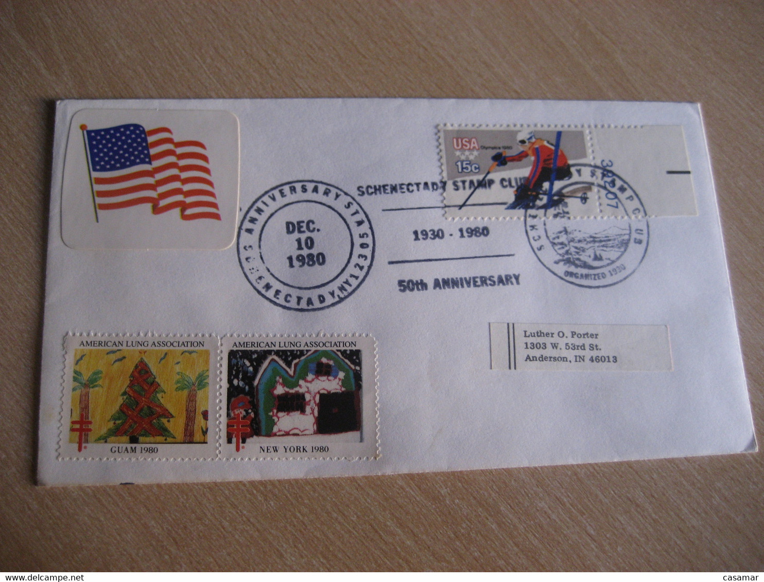 GUAM Label TB Schenectady 1980 Cancel Cover USA Mariana Islands Micronesia Poster Stamp Vignette Marianas - Guam