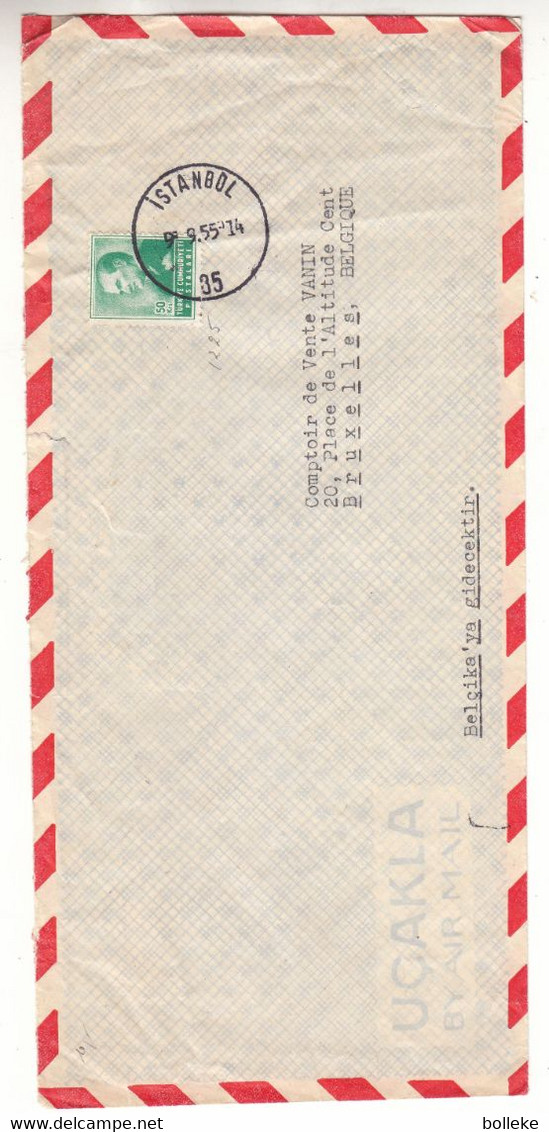 Turquie - Lettre De 1955 - Oblit Istanbul - Exp Vers Bruxelles - - Lettres & Documents