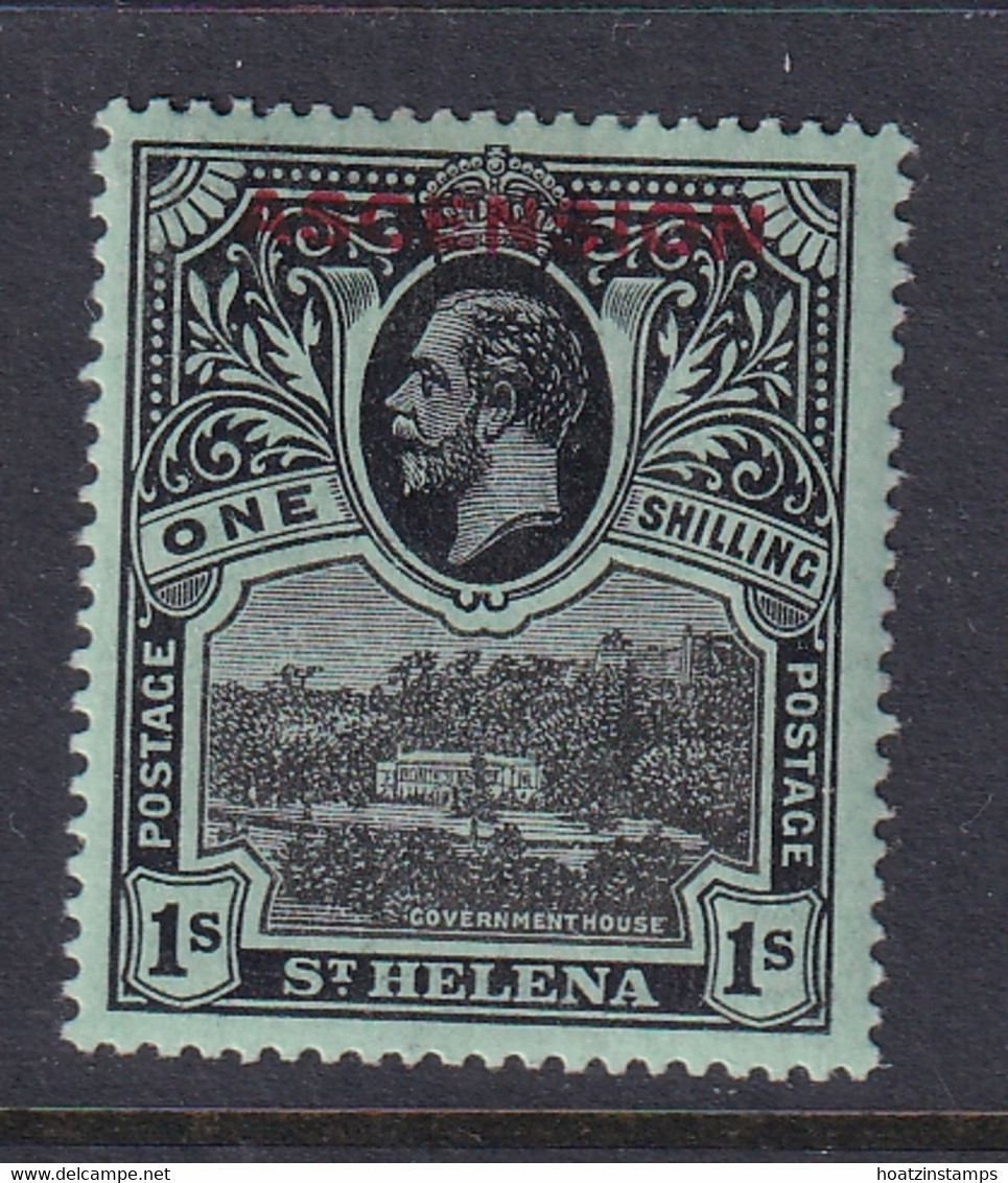 Ascension: 1922   KGV - St Helena Stamp 'Ascension' OVPT    SG9    1/-    MH - Ascension