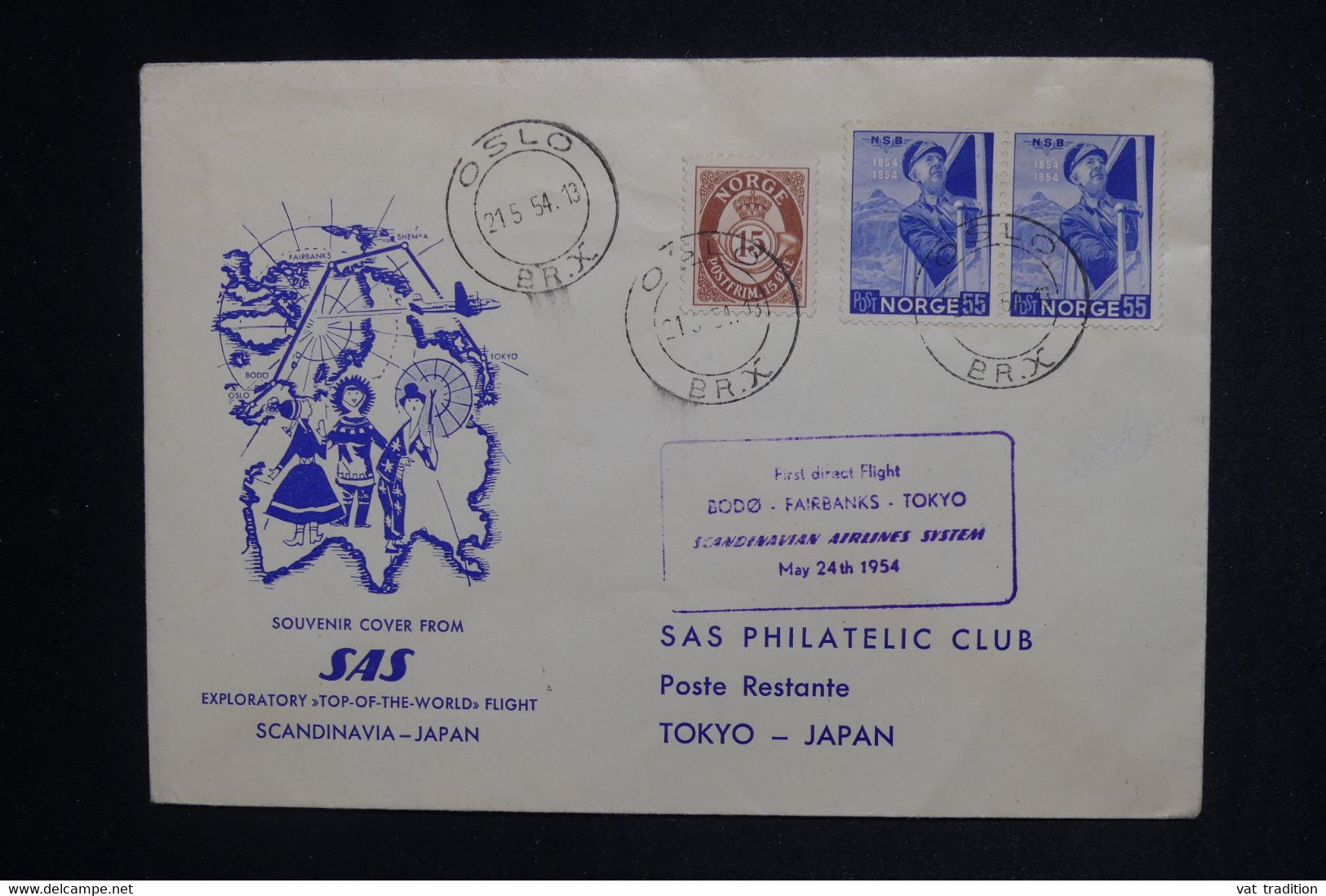 NORVÈGE  - Enveloppe Souvenir De L'Exploration Polaire En 1954 Pour Le Japon - L 128225 - Lettres & Documents
