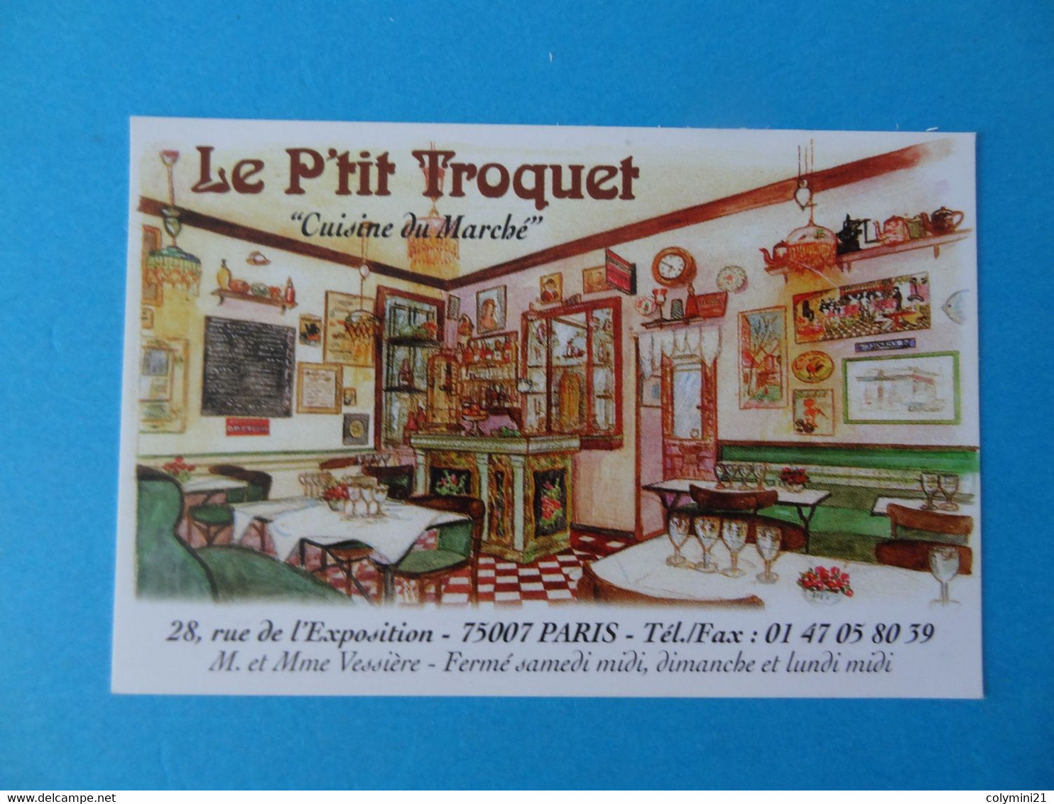 Carte De Visite Restaurant Le P'tit Troquet 75 Paris - Visitekaartjes