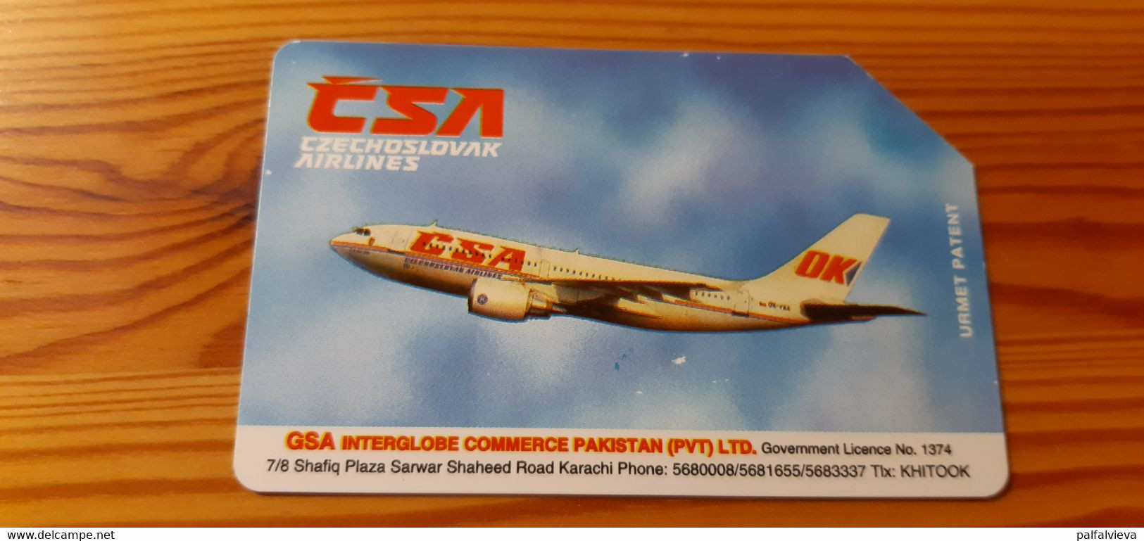 Phonecard Pakistan - Airplane, Czechoslovakia - Pakistán