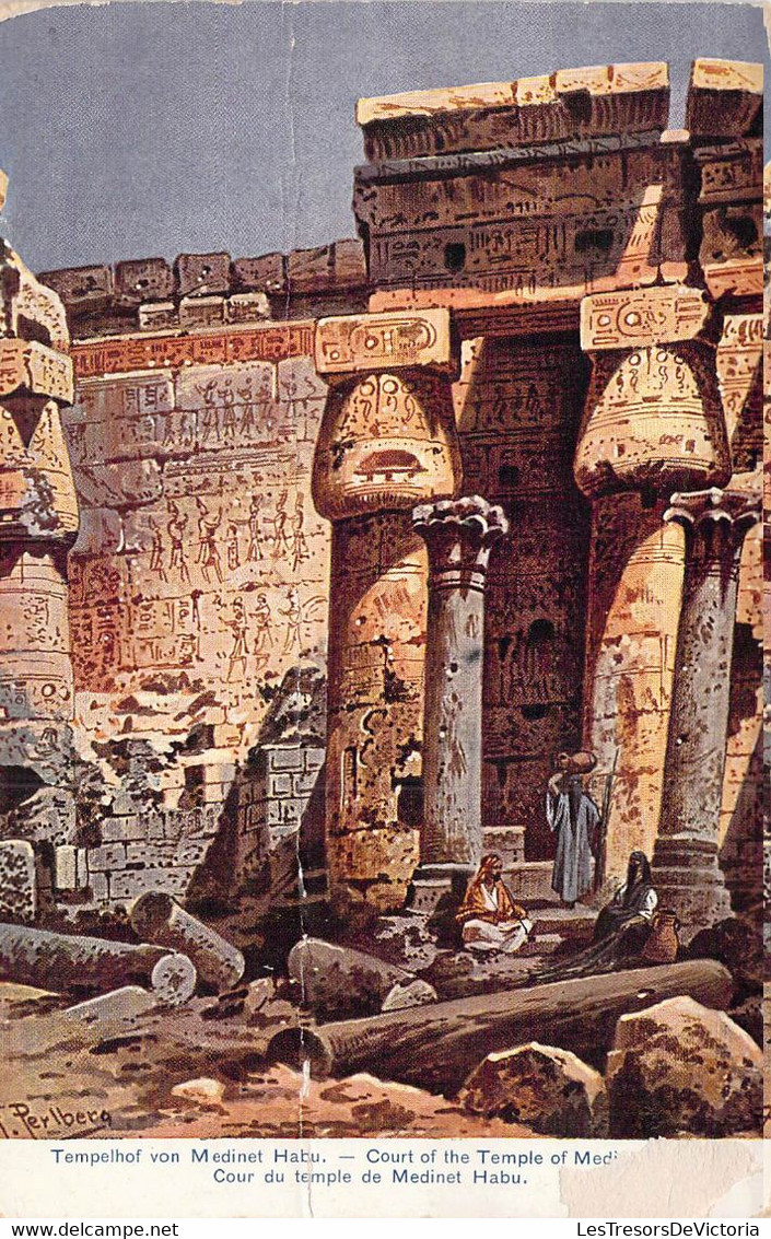 CPA - EGYPTE - Cour Du TEMPLE DE MEDINET HABU - Temple Ramses III - Funéraire - Colorisée - Louxor