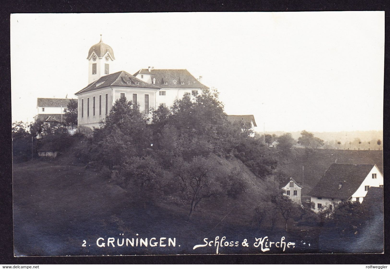 Um 1900 Ungelaufene Foto AK: Schloss Und Kirche, Grüningen. - Grüningen