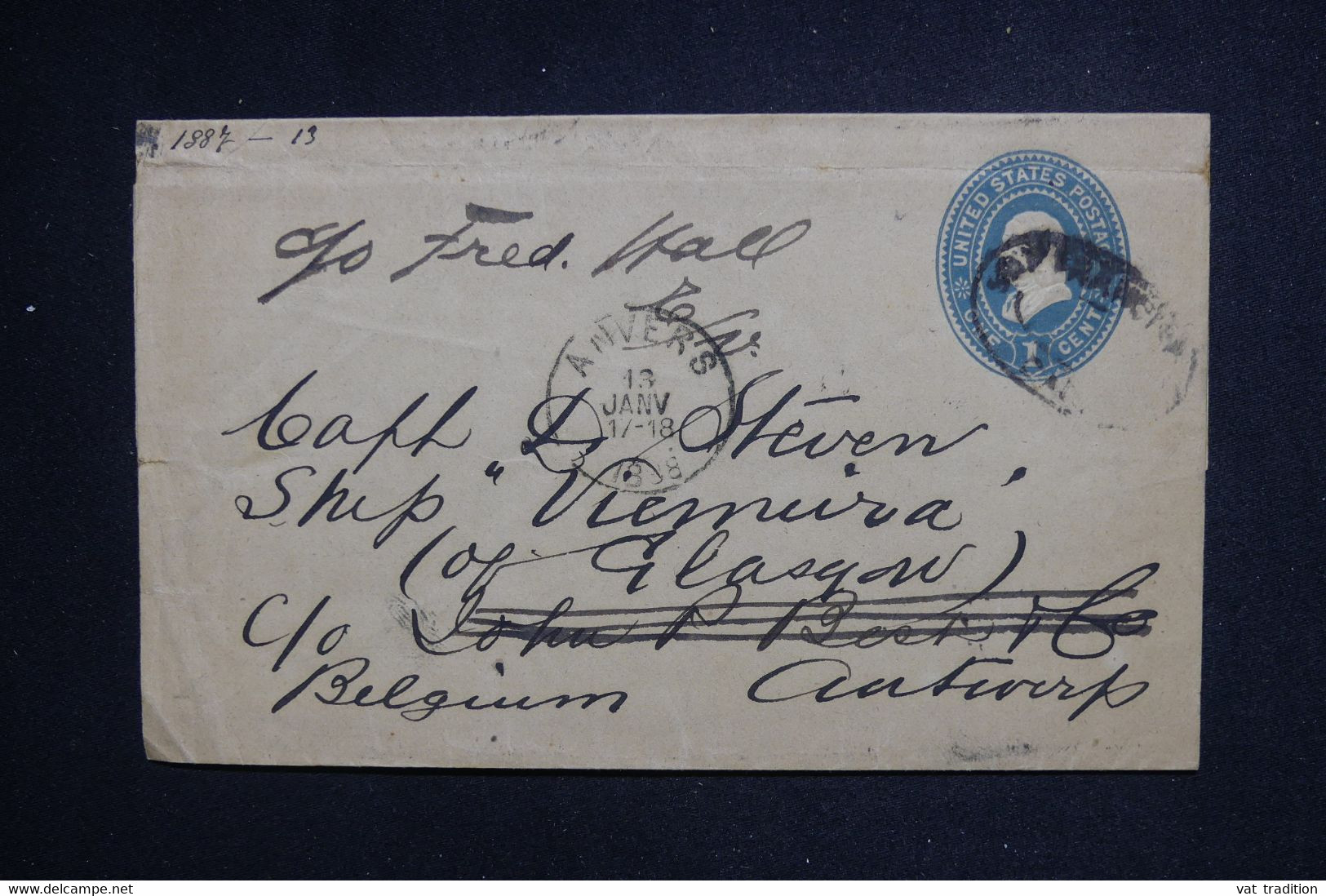 ETATS UNIS - Entier Postal Pour La Belgique Par Bateau " Viennira " (de Glasgow ) En 1898 - L 128304 - ...-1900