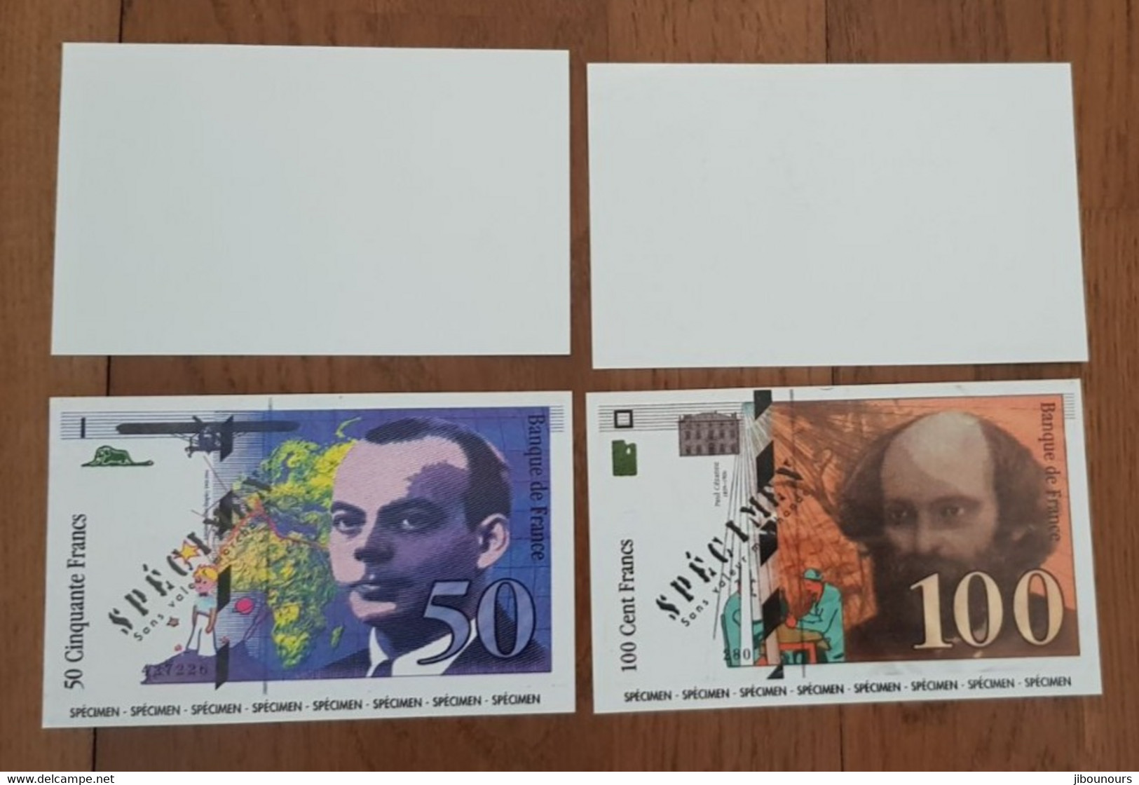50 Francs Et 100 Francs St Exupéry Petit Prince Et Cézanne Petit Format 11 X 6.8 Cm - Specimen