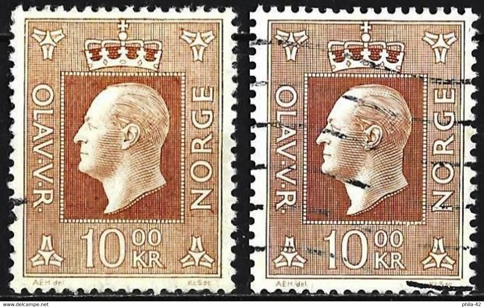 Norway 1970 - Mi 592 - YT 549 ( King Olov V ) Two Shades Of Color - Variétés Et Curiosités