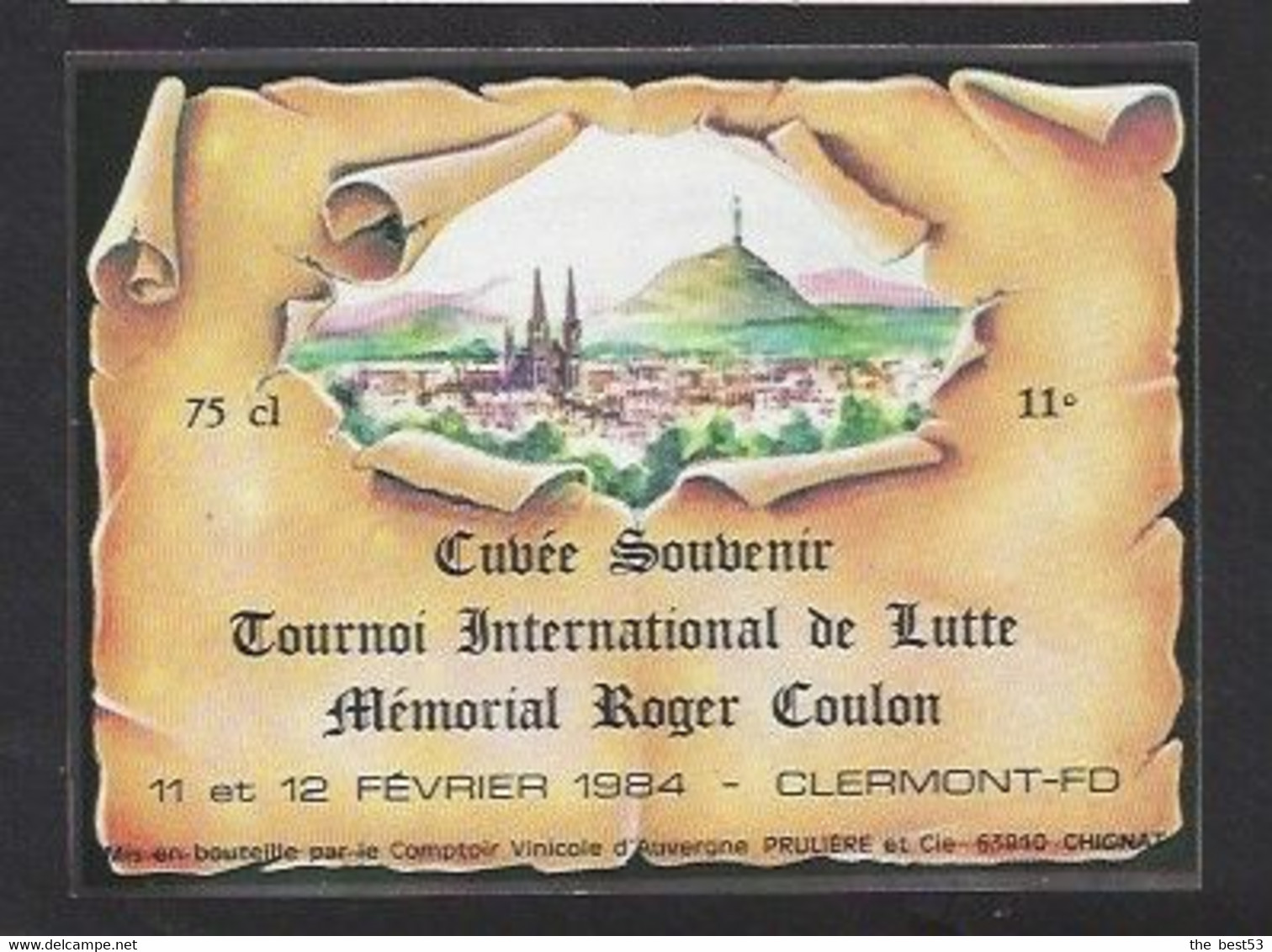 Etiquette De Vin De Table -Tournoi International De Lutte Mémorial Roger Coulon Les 11/12/02/84 à Clermont Ferrand  (63) - Other & Unclassified
