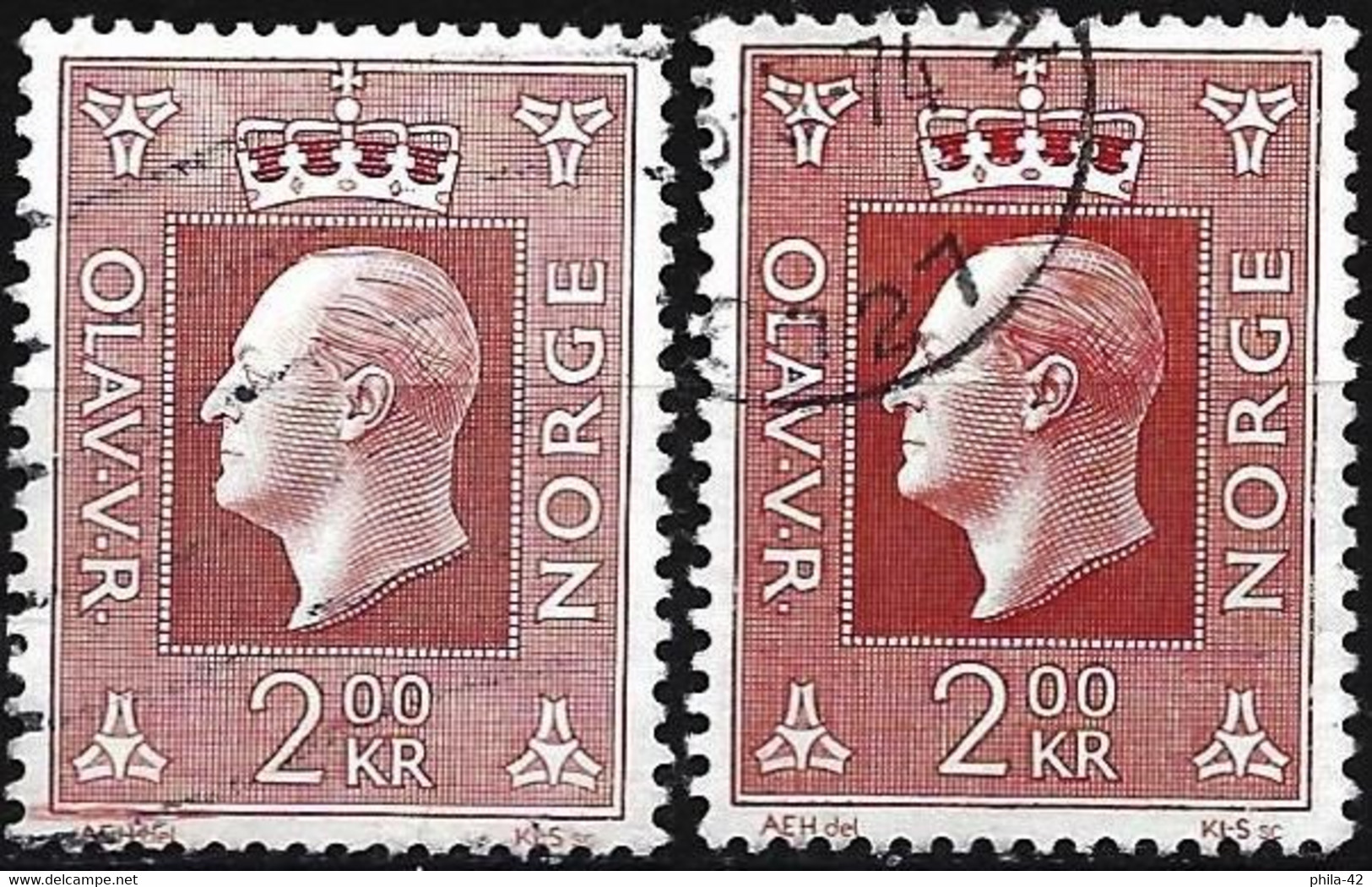 Norway 1970 - Mi 590 - YT 547 ( King Olov V ) Two Shades Of Color - Variétés Et Curiosités