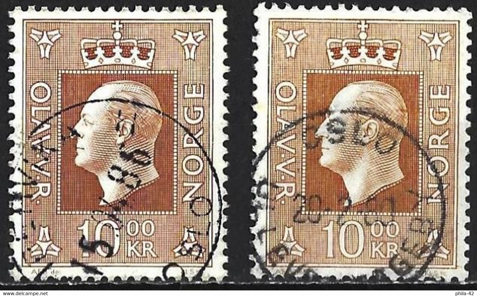 Norway 1970 - Mi 592 - YT 549 ( King Olov V ) Two Shades Of Color - Variétés Et Curiosités