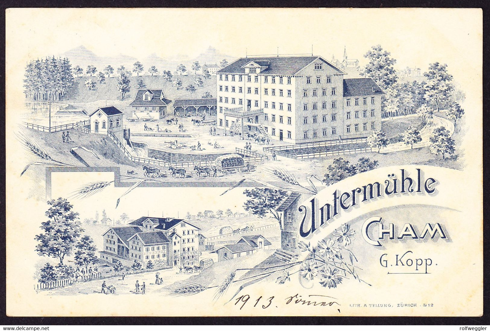 1913 Gelaufene Reklame Litho, Untermühle In Cham. - Cham