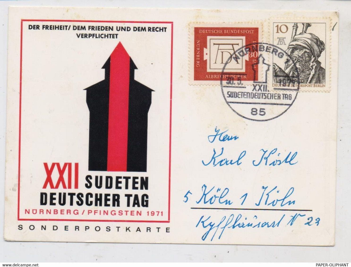 SUDETEN - 22. Sudetendeutscher Tag 1971 Nürnberg, Sonderpostkarte - Sudeten