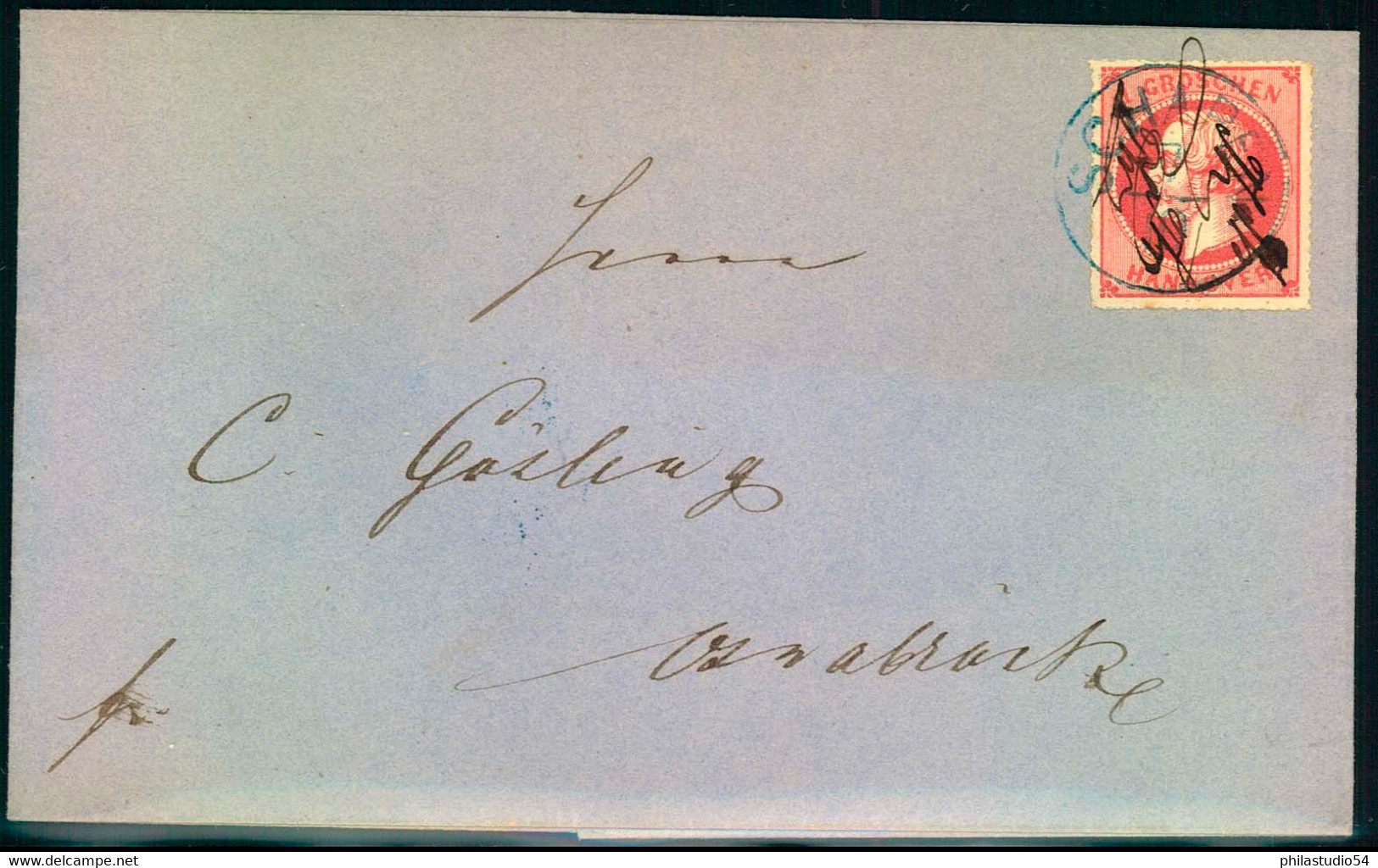 1864, Faltbriefhülle ,it Entwertung Durch Stempel Und Handschriftlich 1 Groschen Durchstochen - Hanover