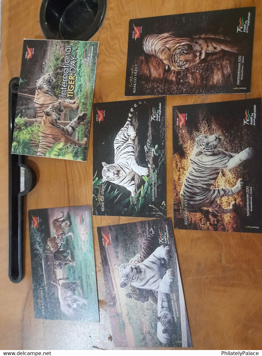 India 2022 Nandankanan Zoological Park , International Tiger Day,  5 Postcards Pack Set + Case , MNH(**) Inde Indien