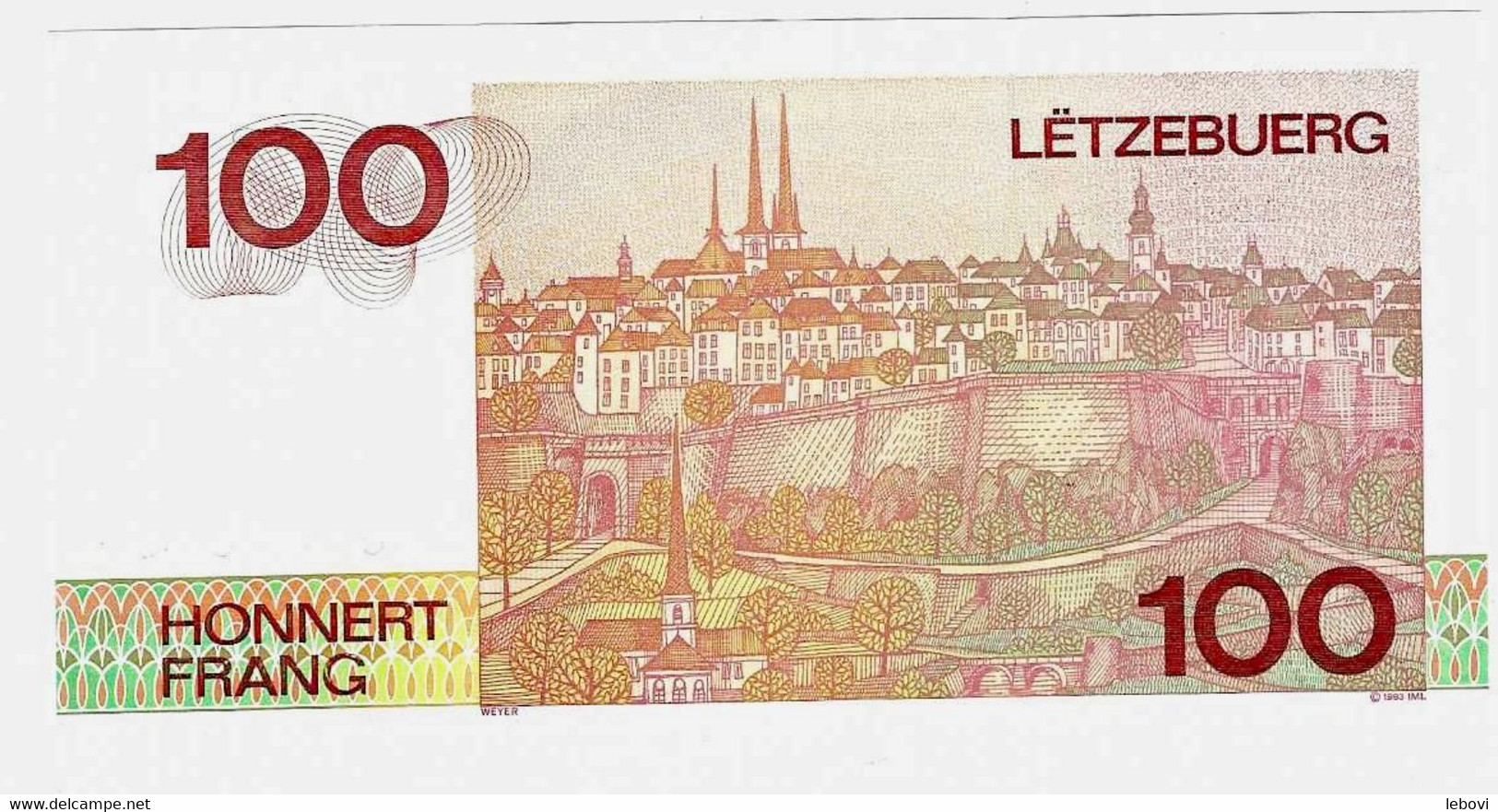 LUXEMBOURG – 100 Francs – Institut Monétaire Luxembourgeois (1993) - état NEUF - Lussemburgo