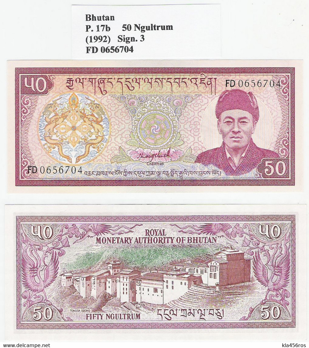 Bhutan  P. 17b  50 Ngultrum 1992 UNC - Bhutan