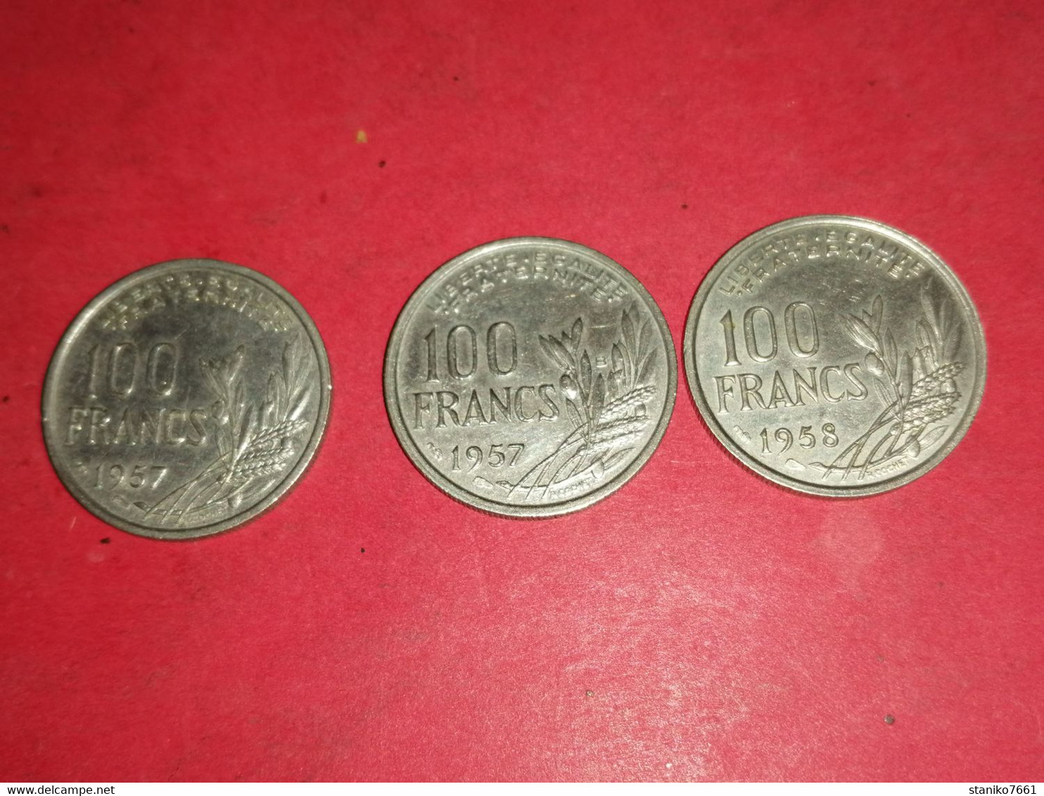 3 X 100 Francs Cochet 1957 1957 B 1958 Très Bon état Voir Photos Non Nettoyé - Altri & Non Classificati