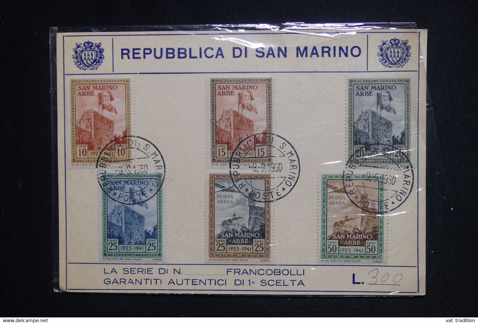 SAINT MARIN - Carte Souvenir Avec Série De 1960 - L 128379 - Brieven En Documenten