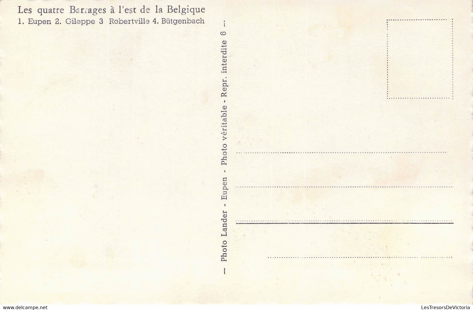 CPA - BELGIQUE - Souvenir Des Quatre Barrages à L'est De La Belgique - Sonstige & Ohne Zuordnung