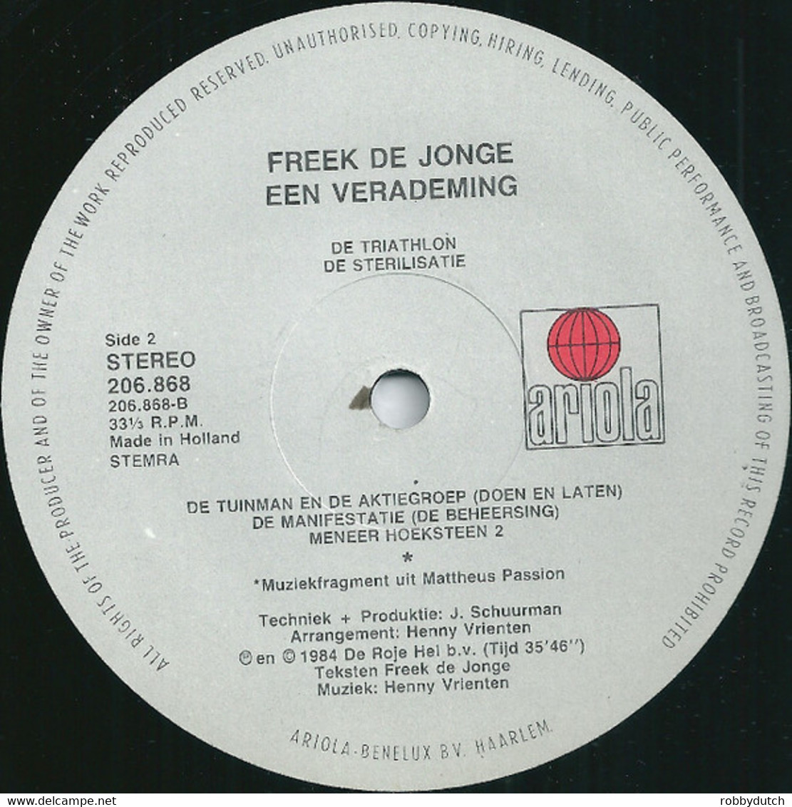 * LP *  FREEK DE JONGE - EEN VERADEMING (Holland 1984) - Humor, Cabaret