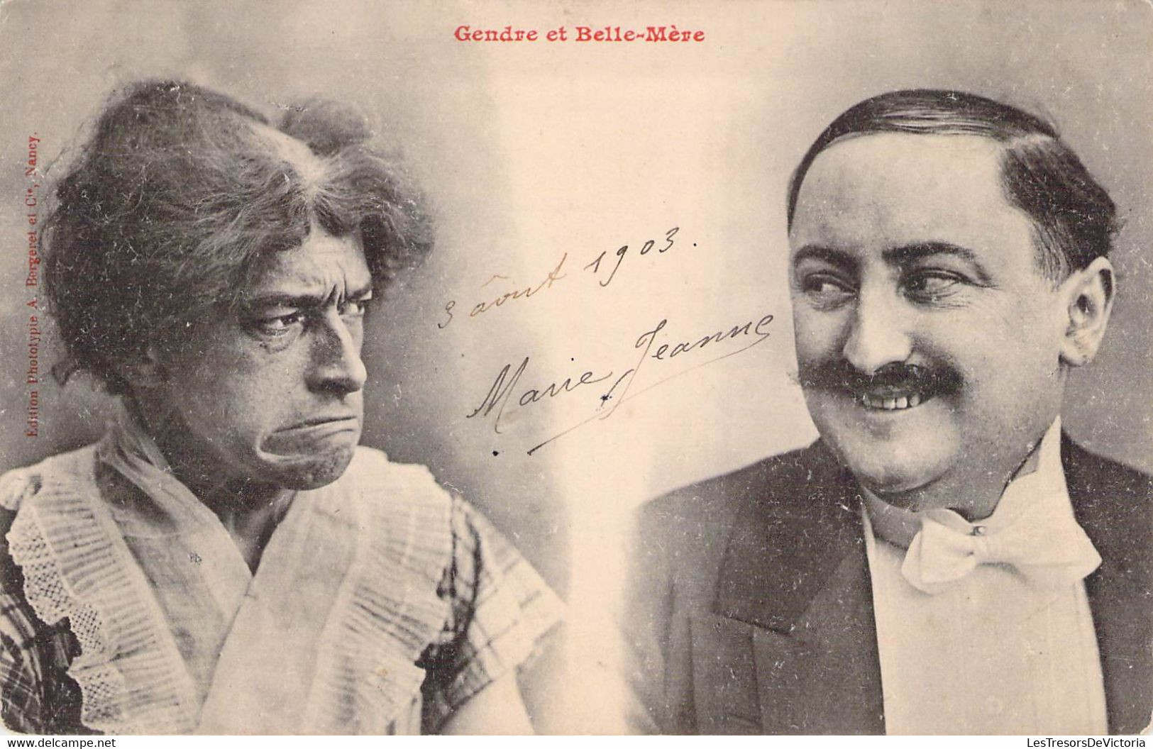 CPA - HUMOUR - Gendre Et Belle Mère - Illustration Comique - Phototypie BERGERET NANCY - Dos Non Divisé - Humor