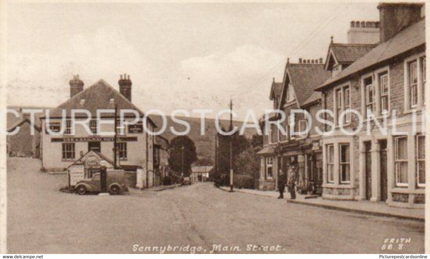 SENNYBRIDGE MAIN STREET OLD B/W POSTCARD WALES - Breconshire