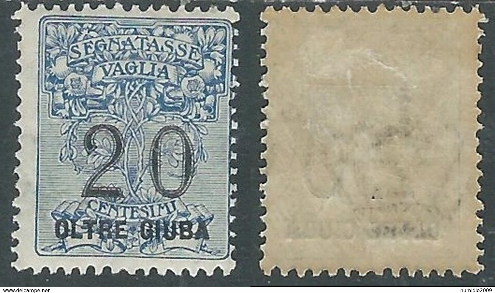 1925 OLTRE GIUBA SEGNATASSE PER VAGLIA 20 CENT MH * - E201 - Oltre Giuba