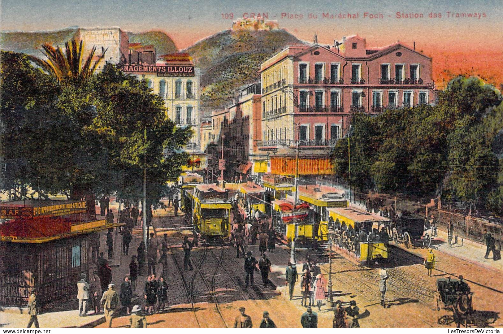 CPA - ALGERIE - Oran - Place Du Maréchal Foch Station Des Tramways - Animée - Transport -  Colorisée - Oran