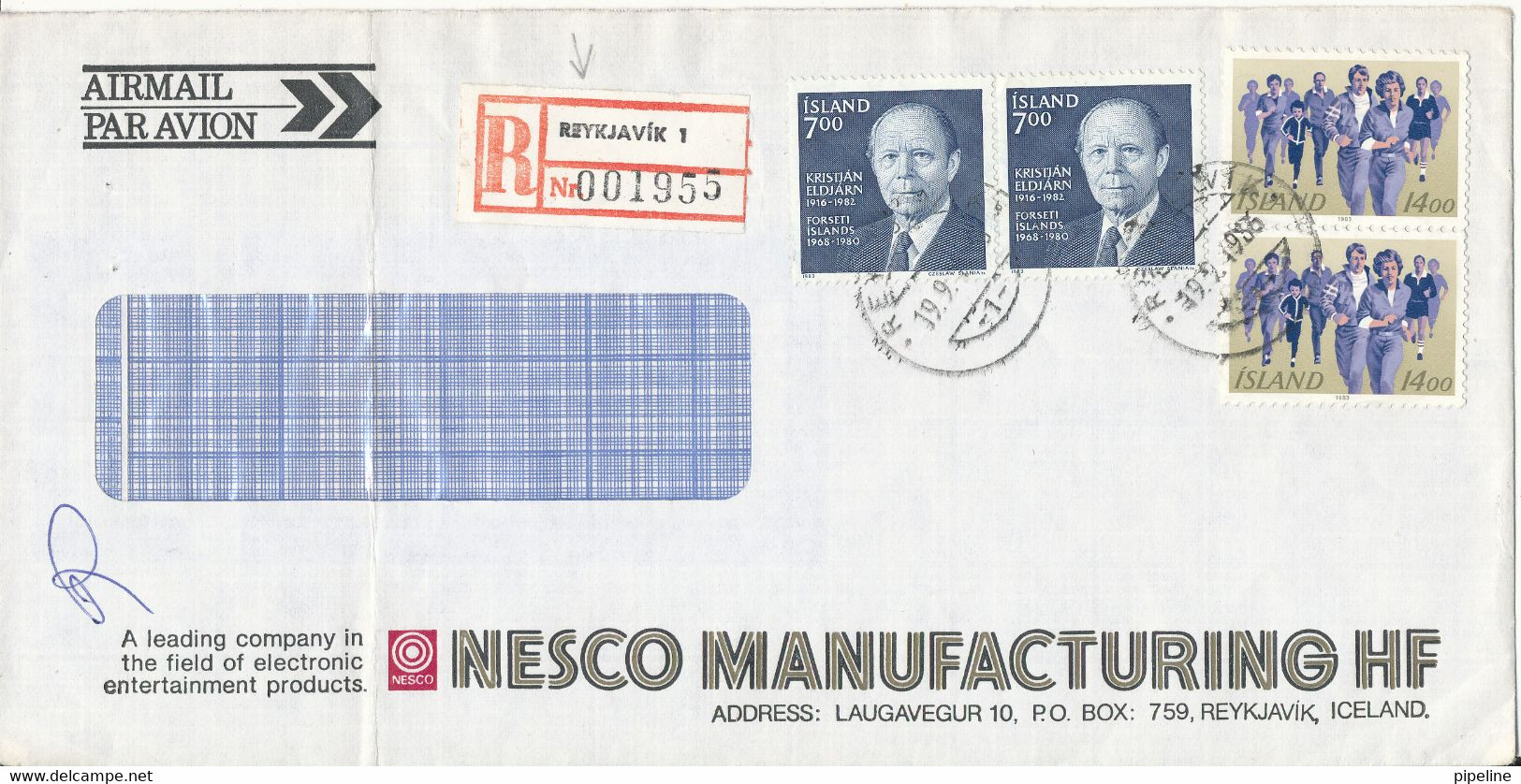 Iceland Registered Cover Sent To Denmark Reykjavik 19-9-1986 - Covers & Documents