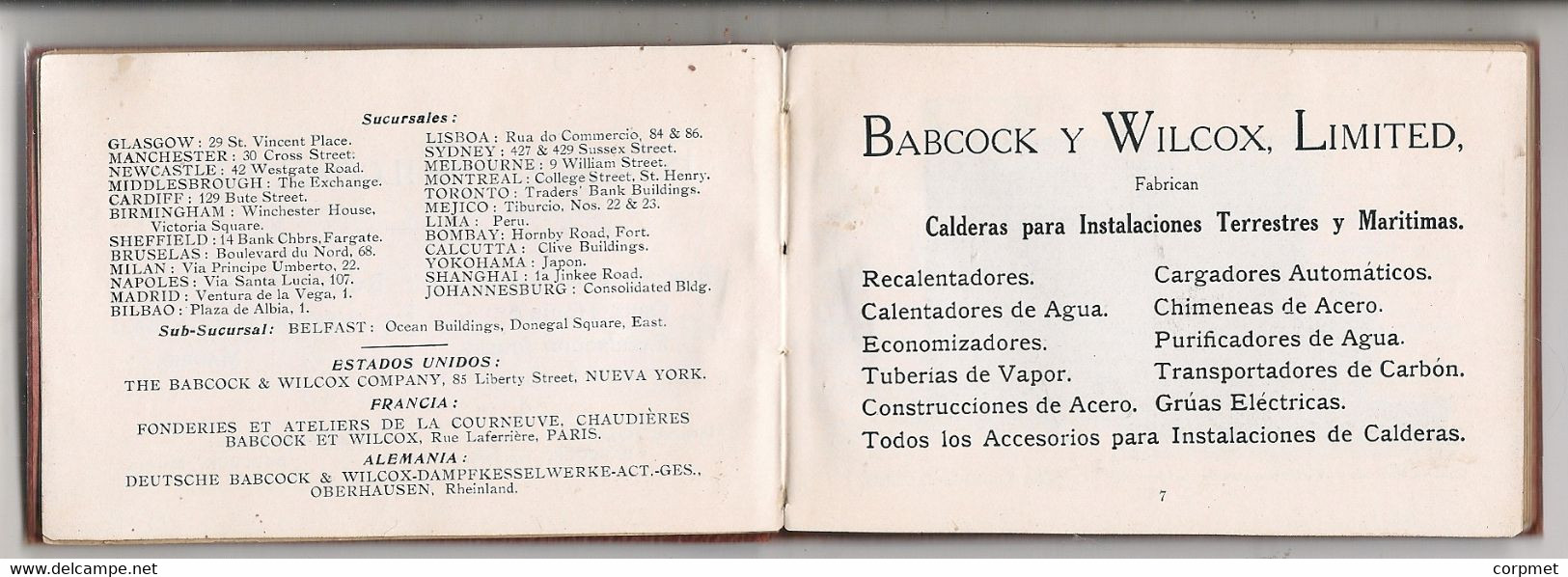 LIBRO MINIATURA DATOS UTILES PARA LOS QUE EMPLEAN VAPOR 1ra EDIC ESPAÑOLA 1914 BABCOCK Y WILCOX Ltd - Ciencias, Manuales, Oficios