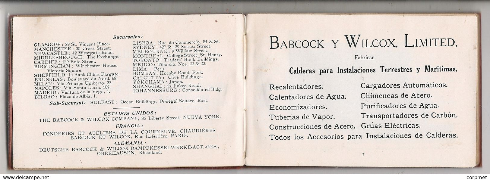 LIBRO MINIATURA DATOS UTILES PARA LOS QUE EMPLEAN VAPOR 1ra EDIC ESPAÑOLA 1914 BABCOCK Y WILCOX Ltd - Sciences Manuelles