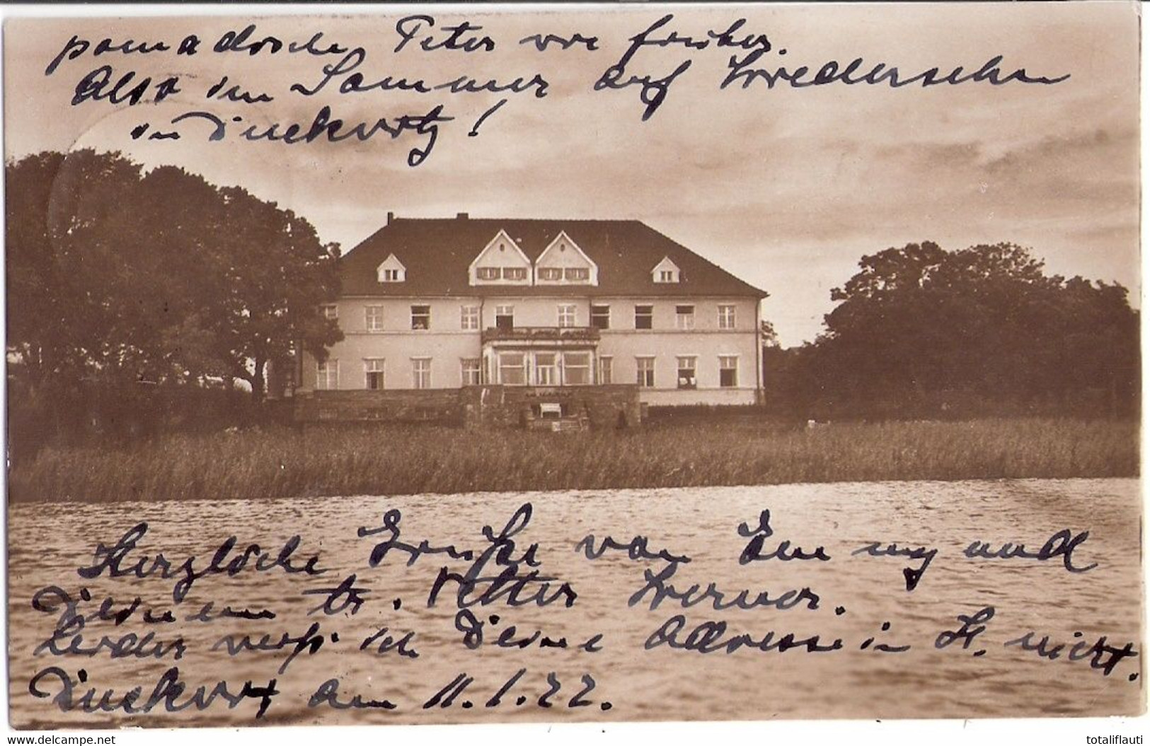 DUCKWITZ Bei Tessin Gnoien Schloß Autograf Adel Original Braune Private Fotokarte Gelaufen 12.1.1922 Gotha Weitergeleite - Teterow