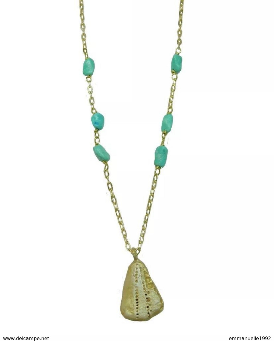 Neuf - Collier Plaqué Or Michael Michaud Coquillage Et Turquoises - Cracked Conch Gold Plated Necklace - Halsketten