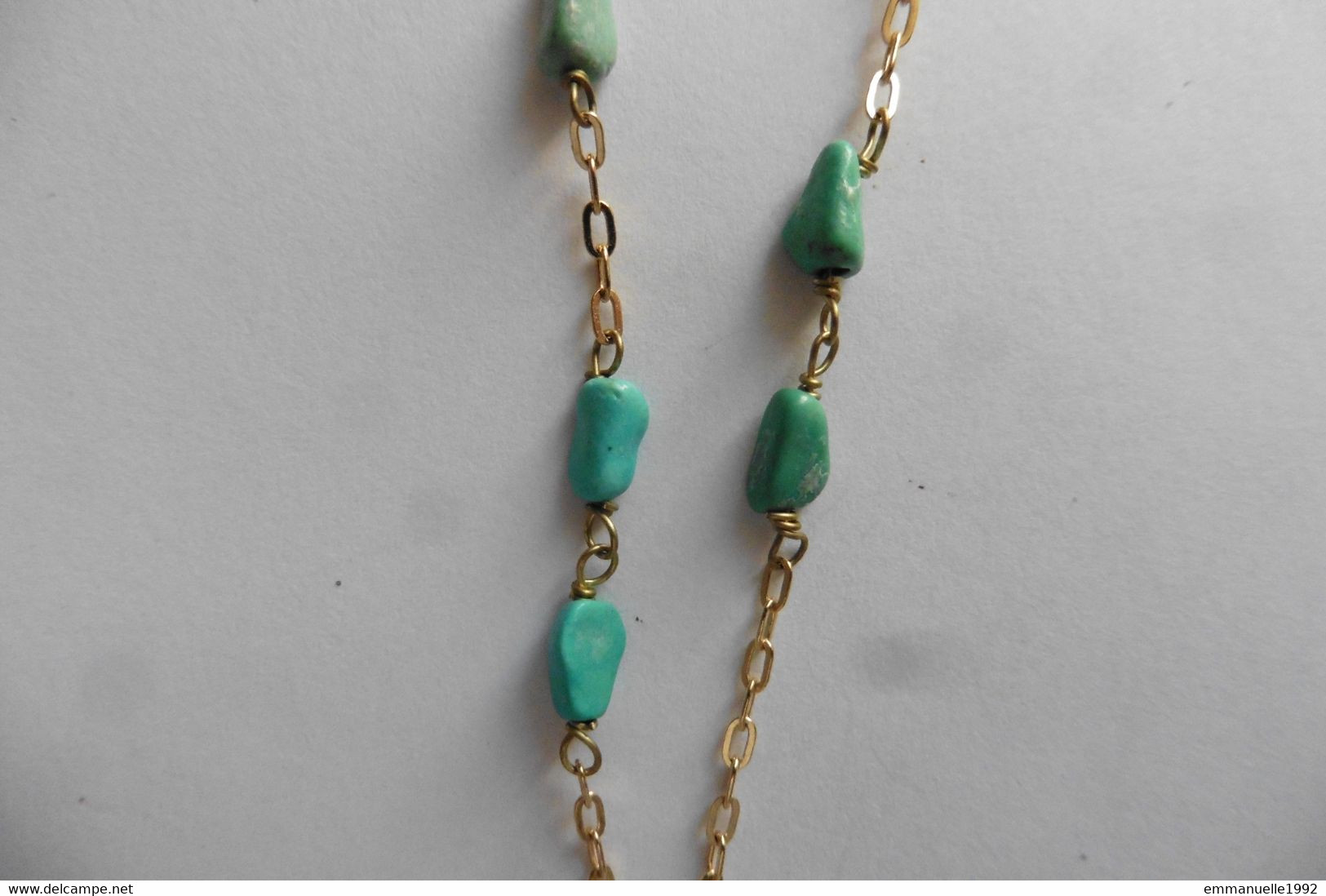 Neuf - Collier plaqué or Michael Michaud Coquillage et turquoises - Cracked Conch gold plated necklace